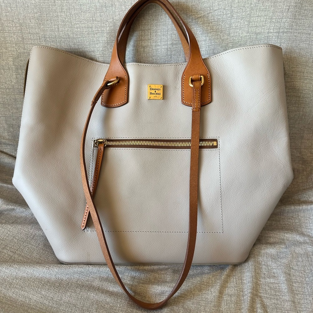 Dooney & Bourke Light Gray and Tan Tote Bag